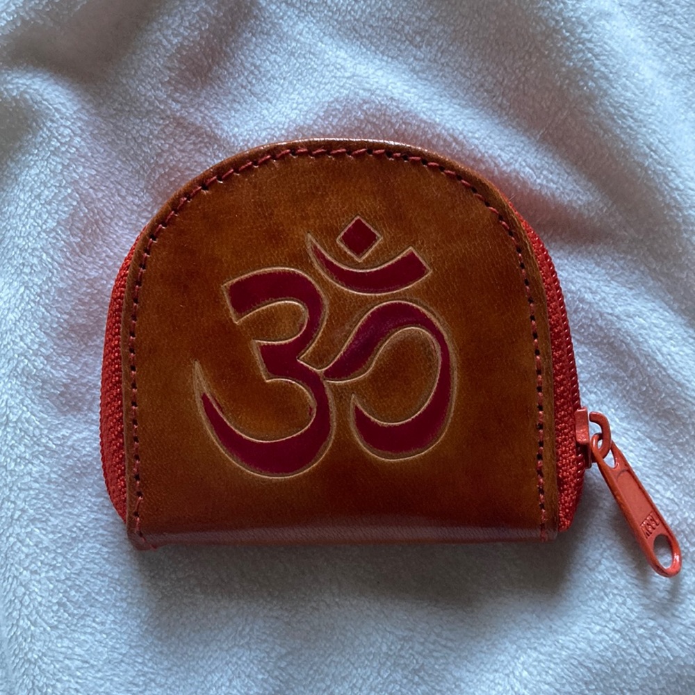 NWOT Orange leather OM coin purse wallet new